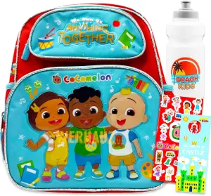 Cocomelon Mini Backpack for Kids - Bundle with 12" Small Bag for Girls Plus Water Bottle, Stickers, More | Cocomelon Backpack Purse for Kids, Toddlers