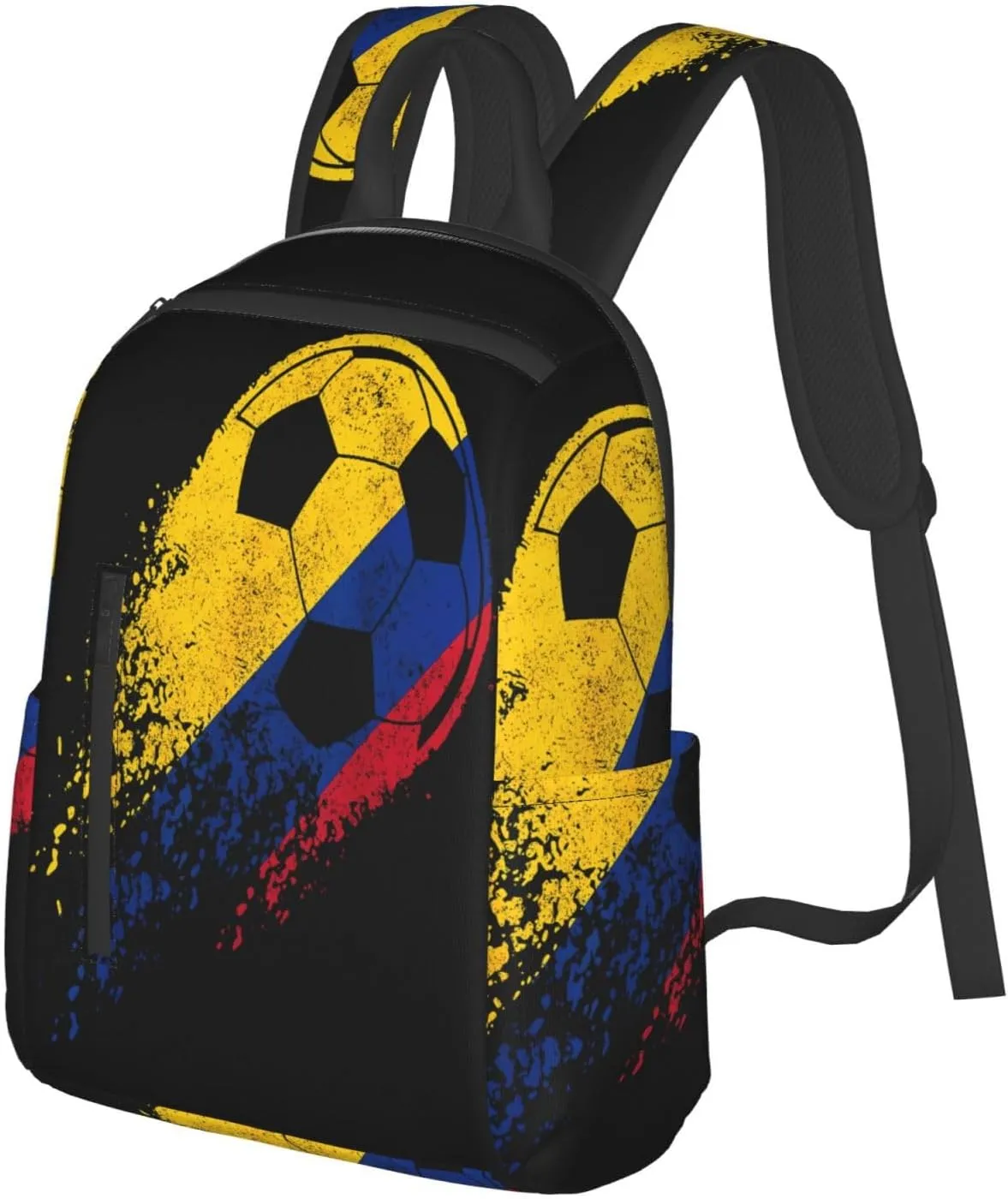 Colombia Soccer Colombian Flag Pride Soccer Player Casual Backpacks Large Capacity Laptop Backpack Sports Fitness Rucksack Travel Carry-On Daypack Work Bag for Outdoor Camping