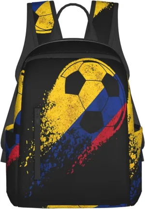 Colombia Soccer Colombian Flag Pride Soccer Player Casual Backpacks Large Capacity Laptop Backpack Sports Fitness Rucksack Travel Carry-On Daypack Work Bag for Outdoor Camping