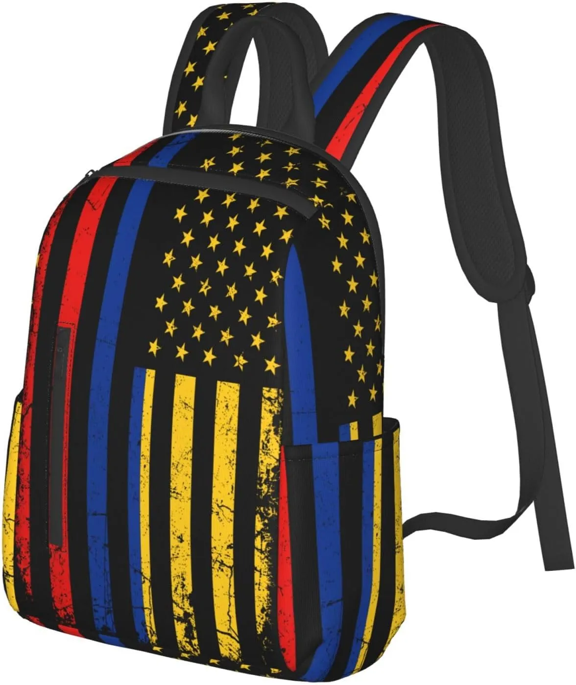 Colombian American Flag Colombia Roots America Casual Backpacks Large Capacity Laptop Backpack Sports Fitness Rucksack Travel Carry-On Daypack Work Bag for Outdoor Camping