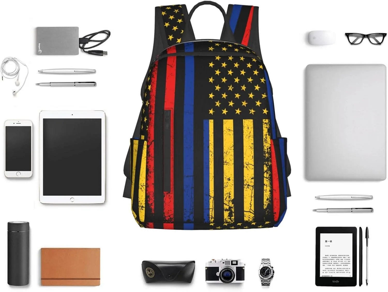 Colombian American Flag Colombia Roots America Casual Backpacks Large Capacity Laptop Backpack Sports Fitness Rucksack Travel Carry-On Daypack Work Bag for Outdoor Camping