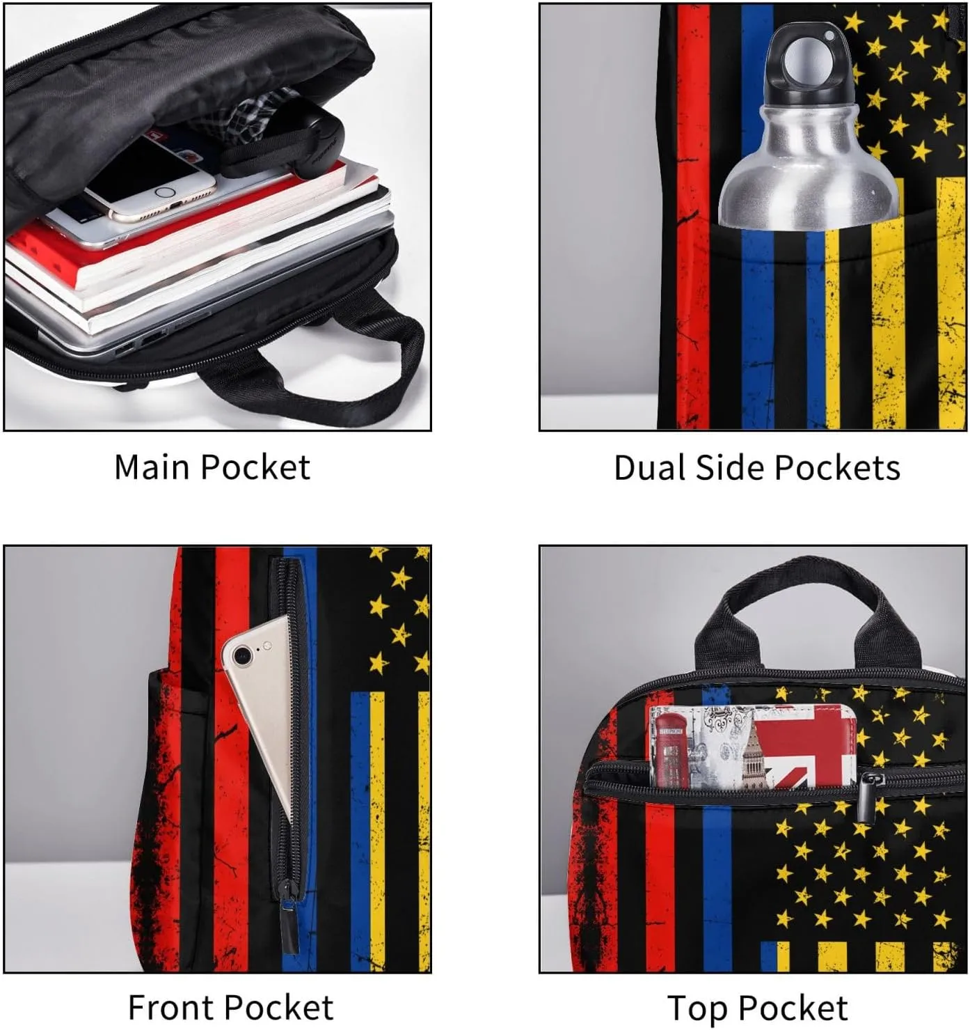 Colombian American Flag Colombia Roots America Casual Backpacks Large Capacity Laptop Backpack Sports Fitness Rucksack Travel Carry-On Daypack Work Bag for Outdoor Camping