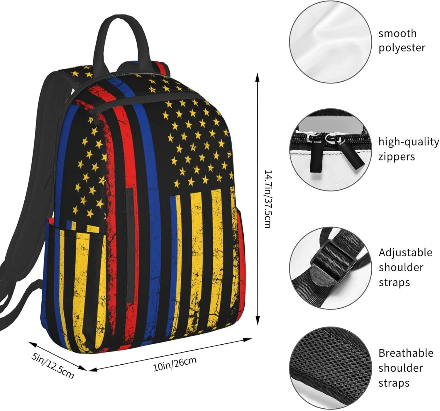 Colombian American Flag Colombia Roots America Casual Backpacks Large Capacity Laptop Backpack Sports Fitness Rucksack Travel Carry-On Daypack Work Bag for Outdoor Camping
