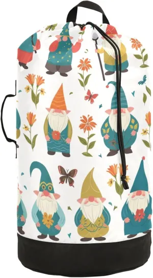Colored Dwarfs Laundry Backpack Bag with Drawstring Closure Waterproof Laundry Bag Laundry Hamper Clothes Storage for Travel Laundromat Apartment