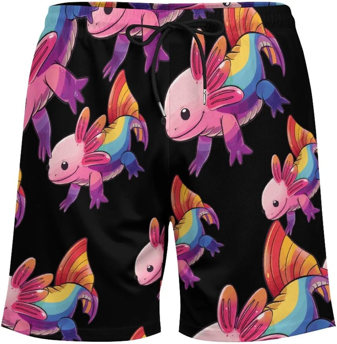 Colorful Axolotl Men's Swim Trunks Quick Dry Board Shorts Swimwear Beach Shorts with Compression Liner
