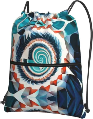 Colorful biological forms in Op Art Lightweight and Waterproof Drawstring Backpack - Perfect for Gym, Yoga, Travel, Beach, and Outdoor Activities for Men and Women