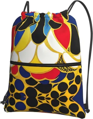 Colorful biological forms Water-Resistant Zipper Drawstring Backpack for Gym/Yoga/Travel - Lightweight Foldable 15.3x18 Sports Bag w/Multiple Pockets