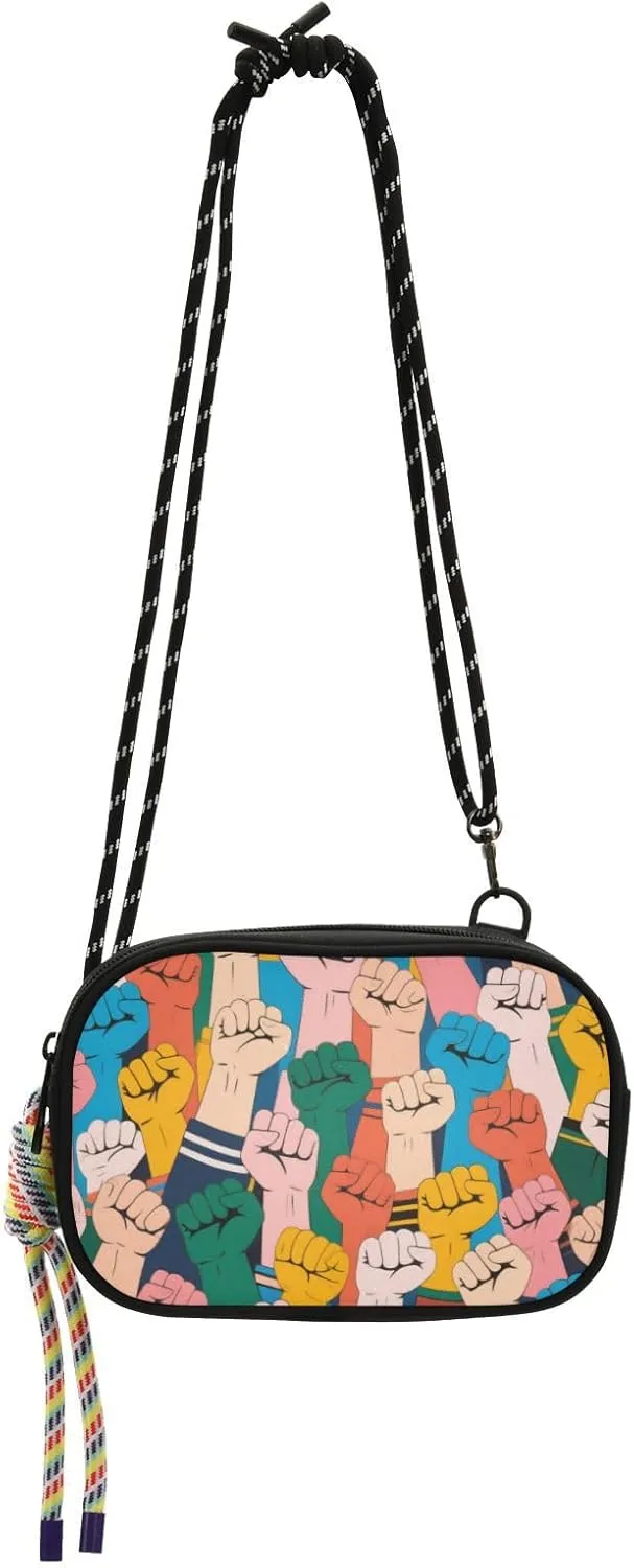 Colorful Cartoon Fist Side Bag Crossbody for Mens Waterproof with Credit Card Slots Side Bags For Hiking Traveling