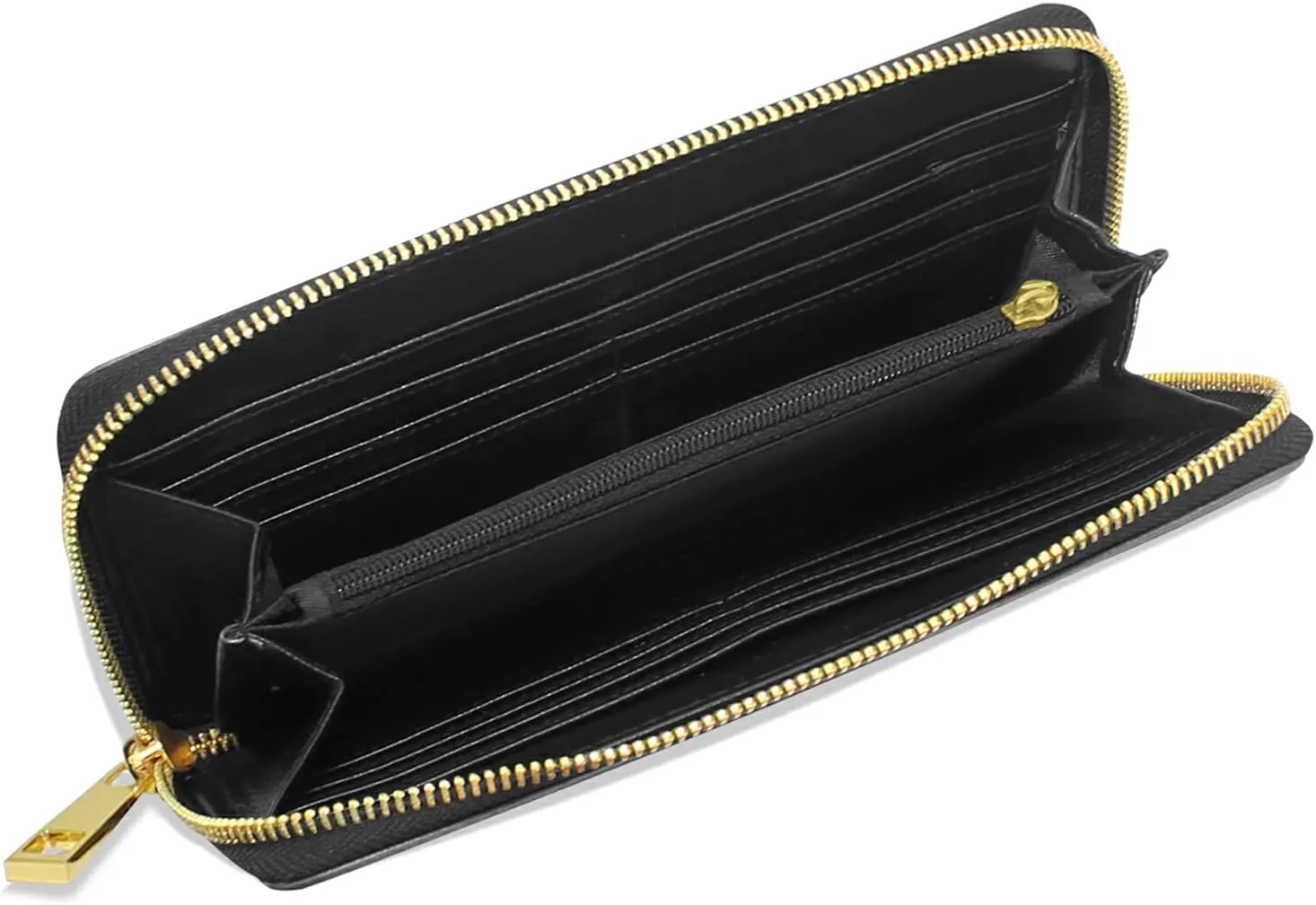 Colorful Earphone with Where Words Fail, Music Speaks on Black Leather Long Wallet Organizer with Zipper Purse Clutch Bag for Women Men