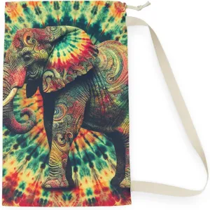 Colorful Elephant Tie-Dye Laundry Bag - Boho Home Decor, Cute Eco-Friendly Storage, Gift for Animal Lovers