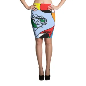 Colorful figure w flower RegiaArt - Sublimation Cut & Sew Pencil Skirts