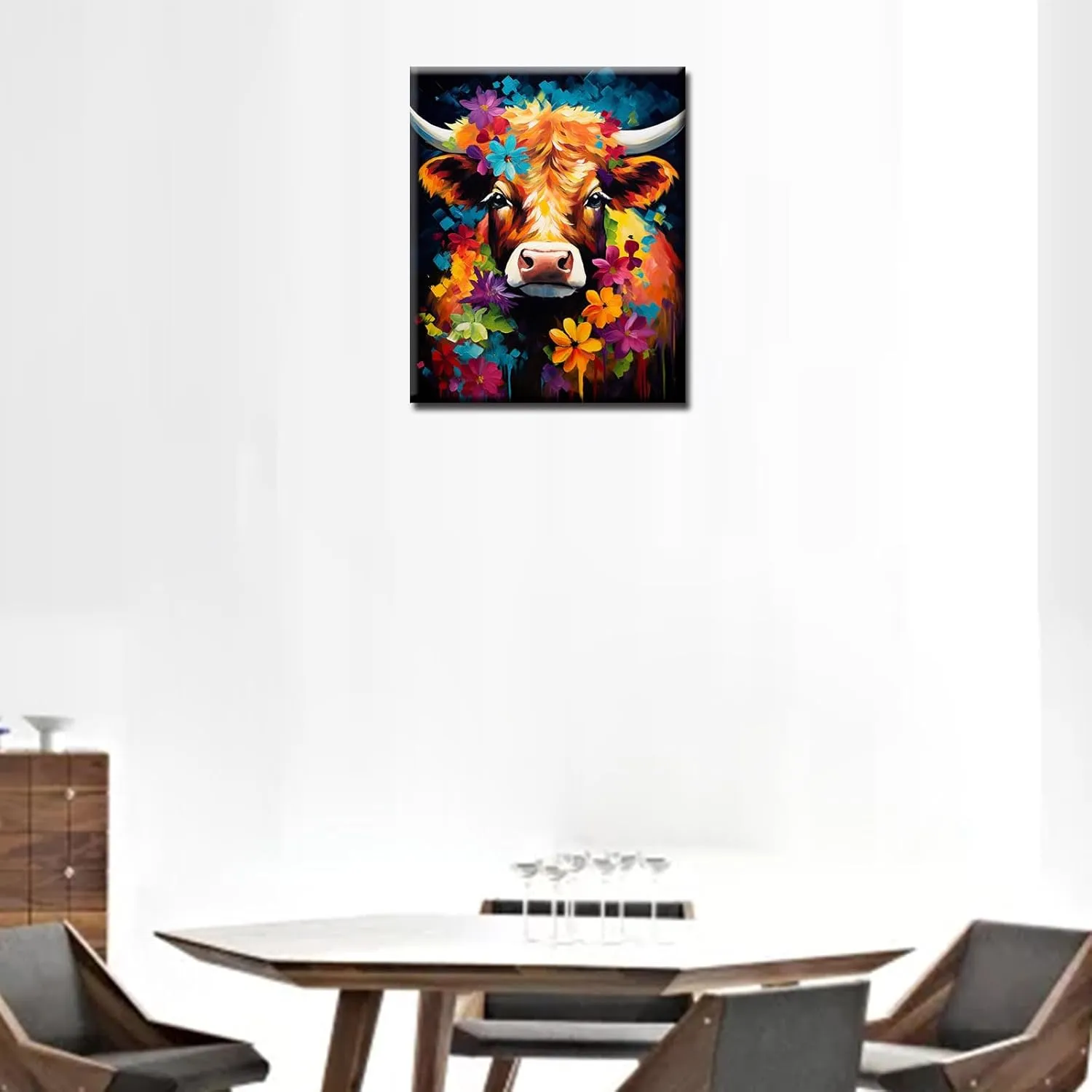 Colorful Flowers and Alpine Cattle Paint by Numbers