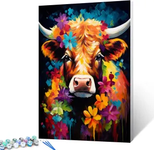 Colorful Flowers and Alpine Cattle Paint by Numbers