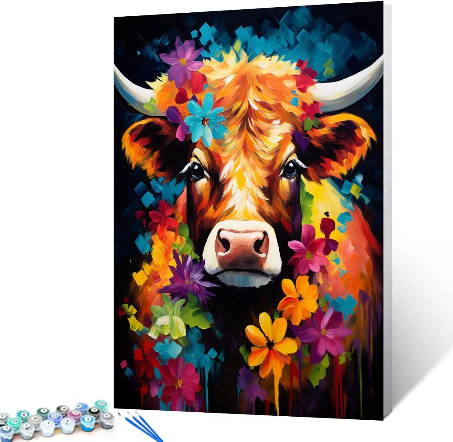 Colorful Flowers and Alpine Cattle Paint by Numbers