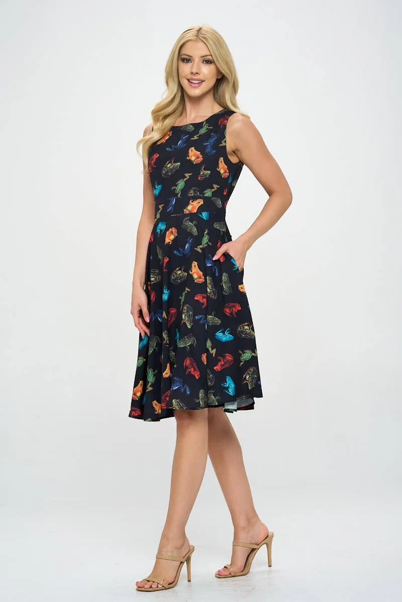 Colorful Frog Print Dress