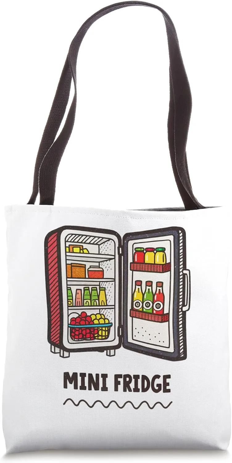 Colorful Illustration of Fully Stocked Mini Fridge Tote Bag