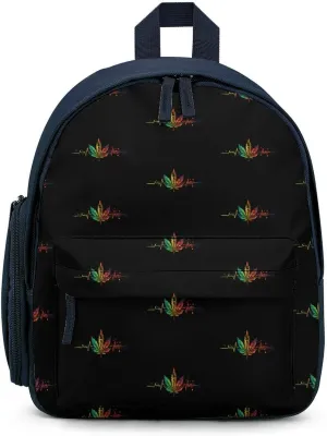 Colorful Tie Dye Weed Heartbeat Funny Backpack Small Casual Daypack Purse Travel Bag with Adjustable Strap Cute Print