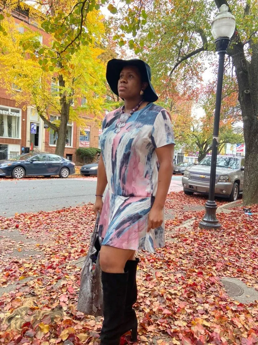Colorful watercolor mini dress sz 14
