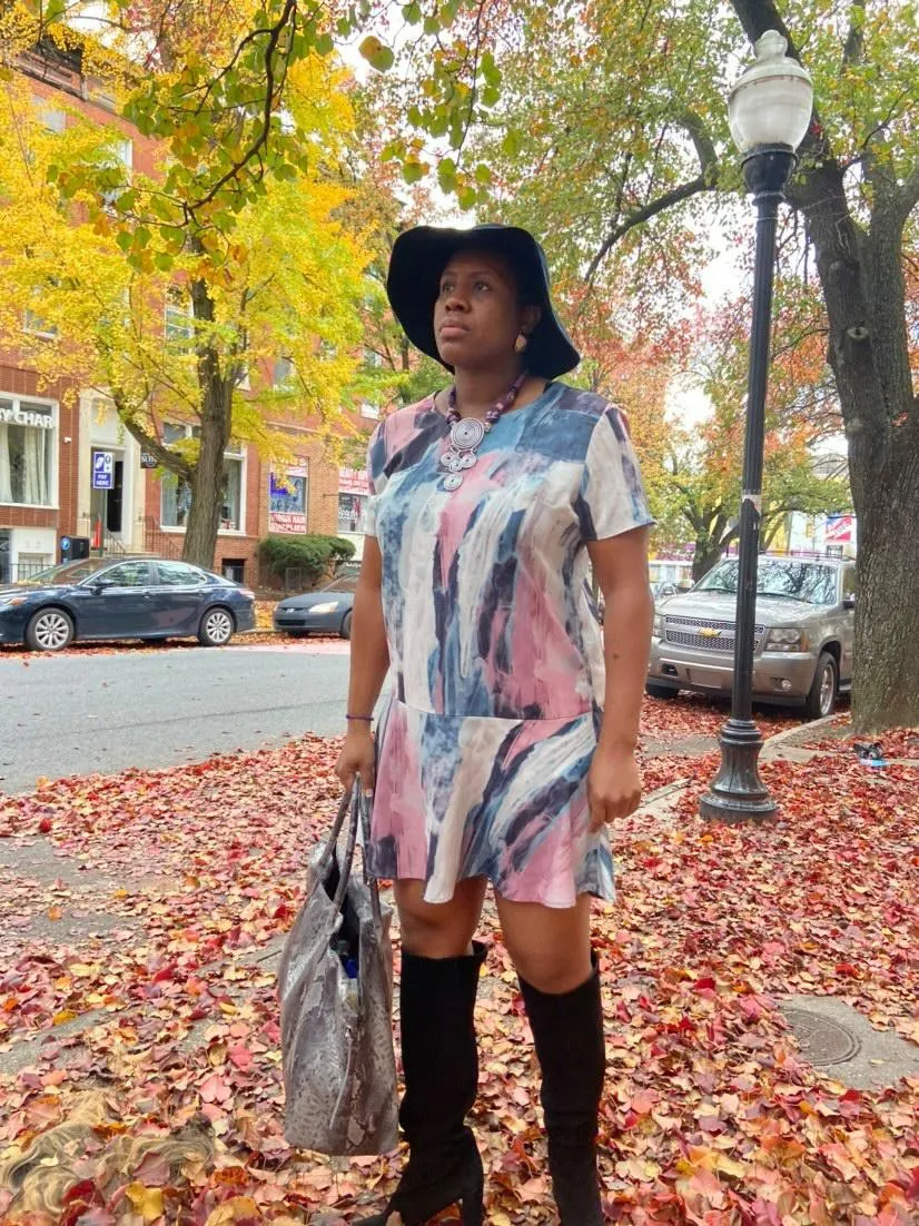 Colorful watercolor mini dress sz 14