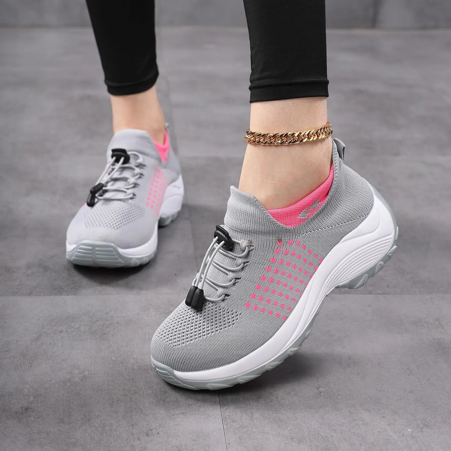 Comfort Wear Orthowear Shoes for Women Arch Support Orthopedic Sock Sneakers Slip-On Breathable Walking Shoe Air Cushion Athletic Shoes Causal Running Jogging Shoe Anti Slip Platform Sneaker