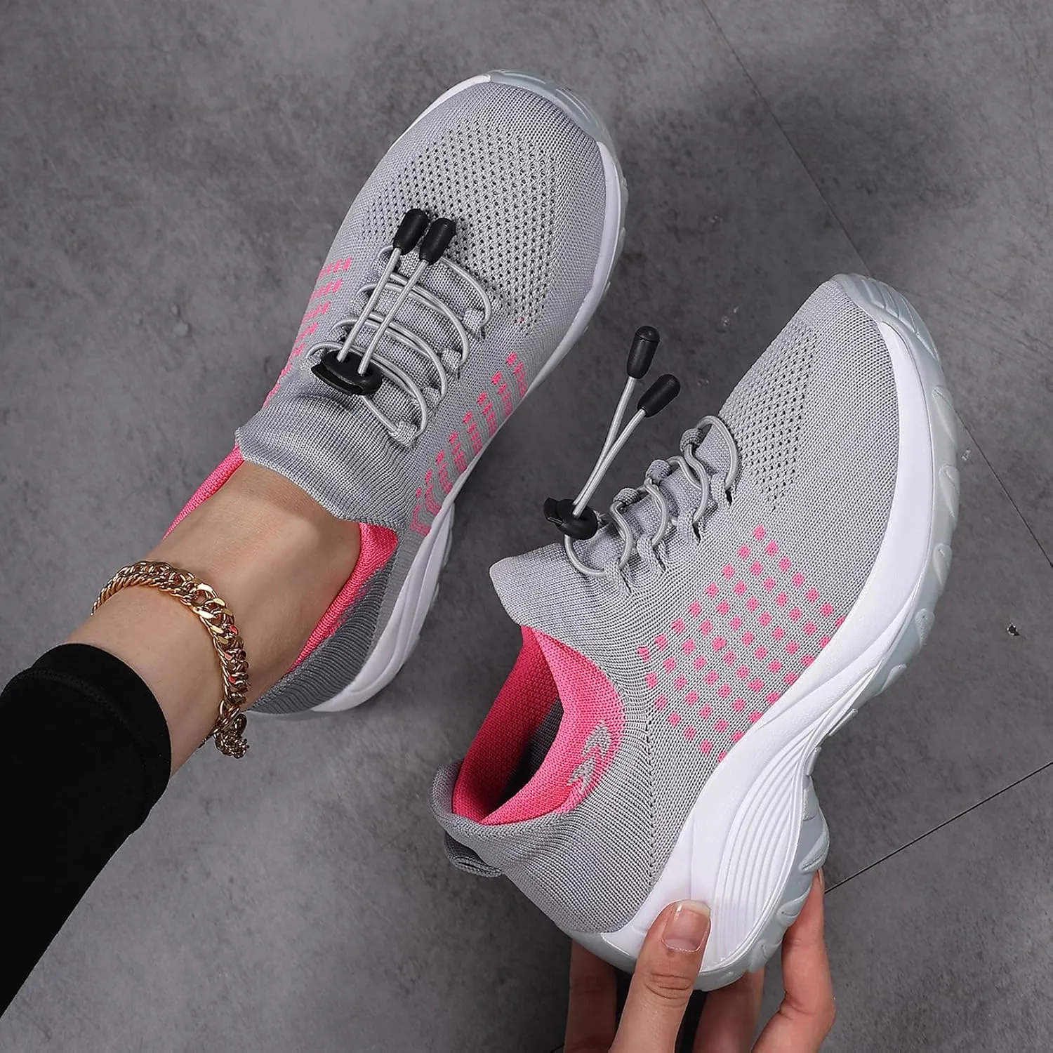 Comfort Wear Orthowear Shoes for Women Arch Support Orthopedic Sock Sneakers Slip-On Breathable Walking Shoe Air Cushion Athletic Shoes Causal Running Jogging Shoe Anti Slip Platform Sneaker