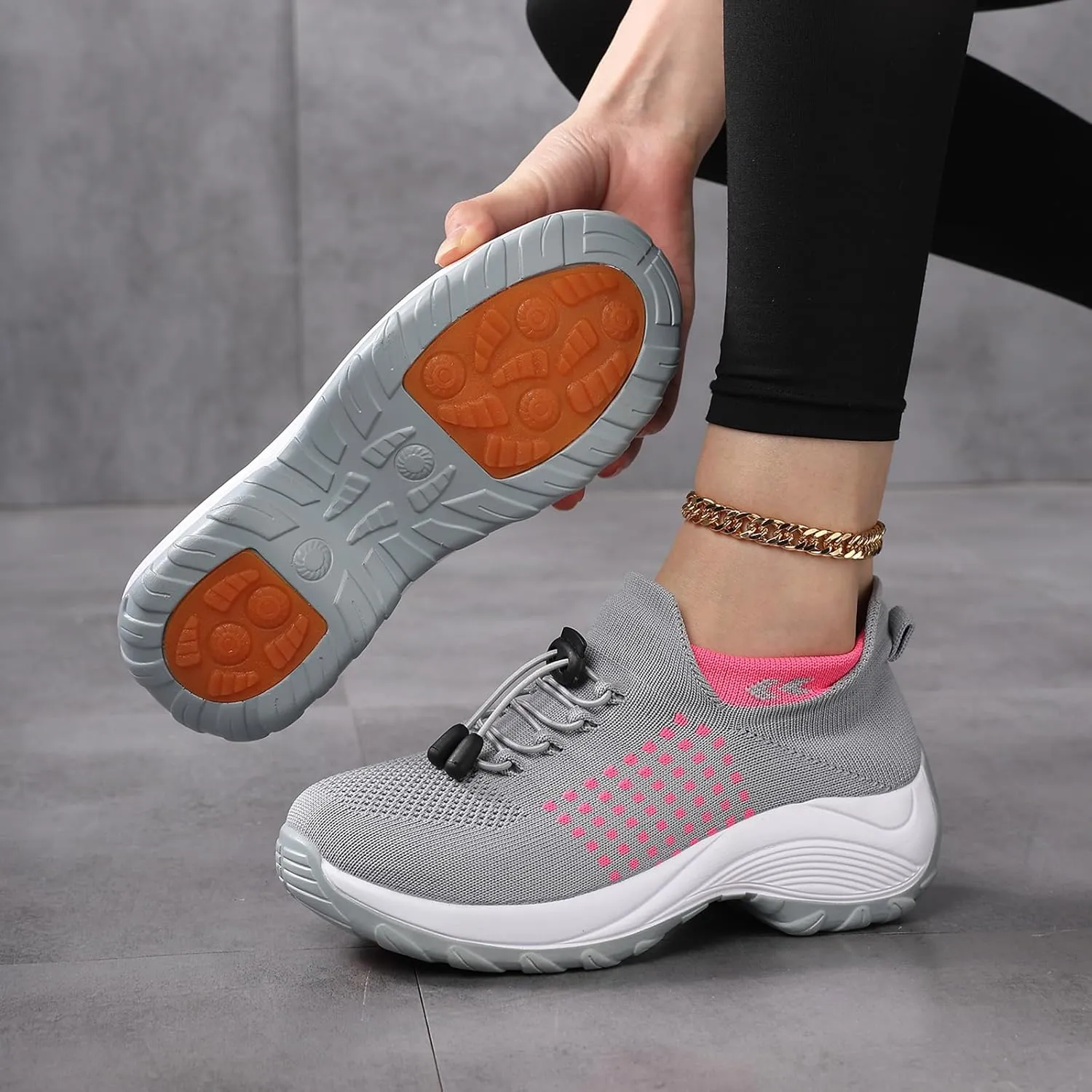 Comfort Wear Orthowear Shoes for Women Arch Support Orthopedic Sock Sneakers Slip-On Breathable Walking Shoe Air Cushion Athletic Shoes Causal Running Jogging Shoe Anti Slip Platform Sneaker