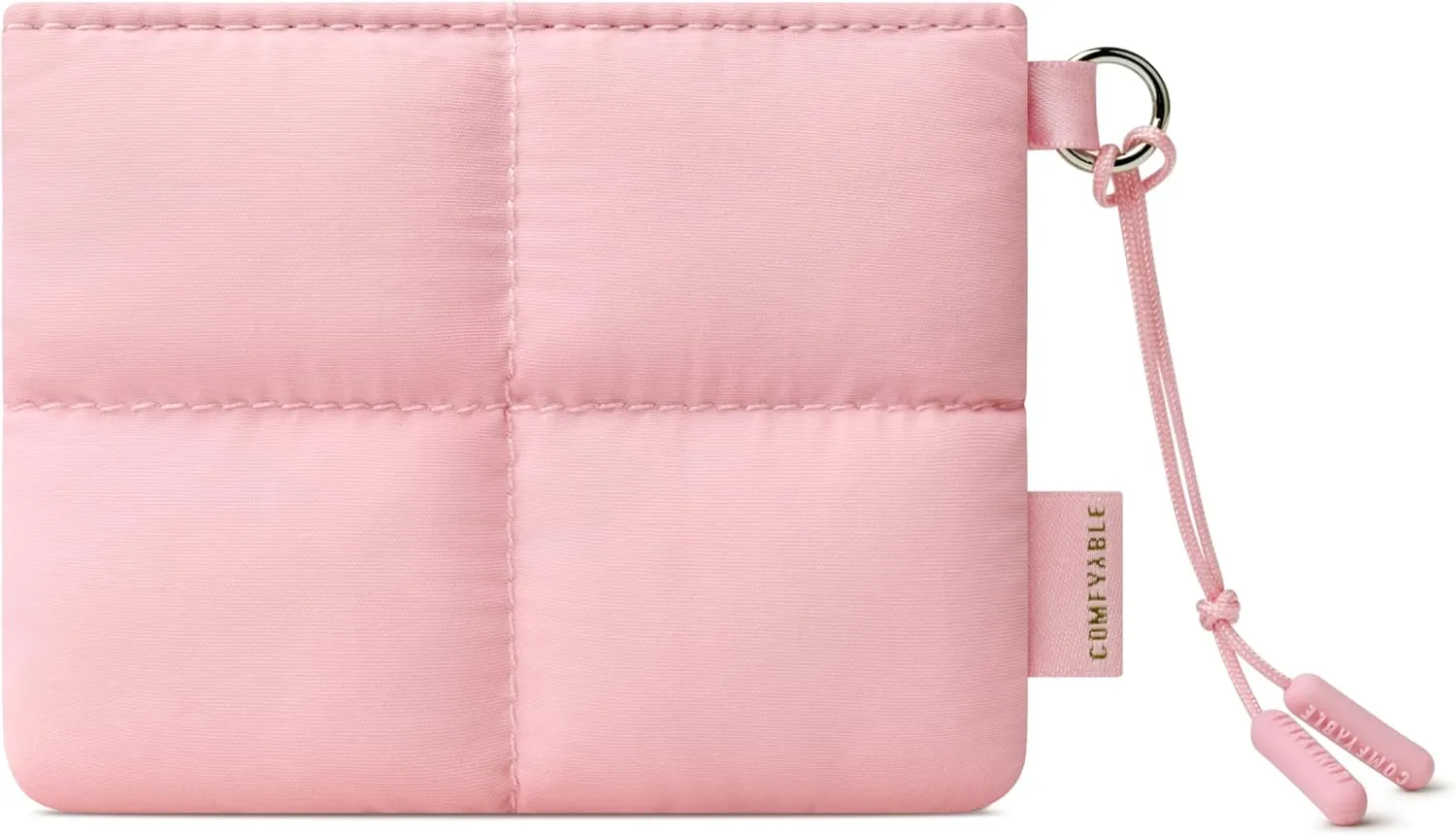 Comfyable Cute Puffy Coin Purse Pouch Change Holder For Women, Small Organizer with ID Window, Magnetic Closure, Water-repellent, Storage for Coin, Airpods, Lipstick, Card, Pink