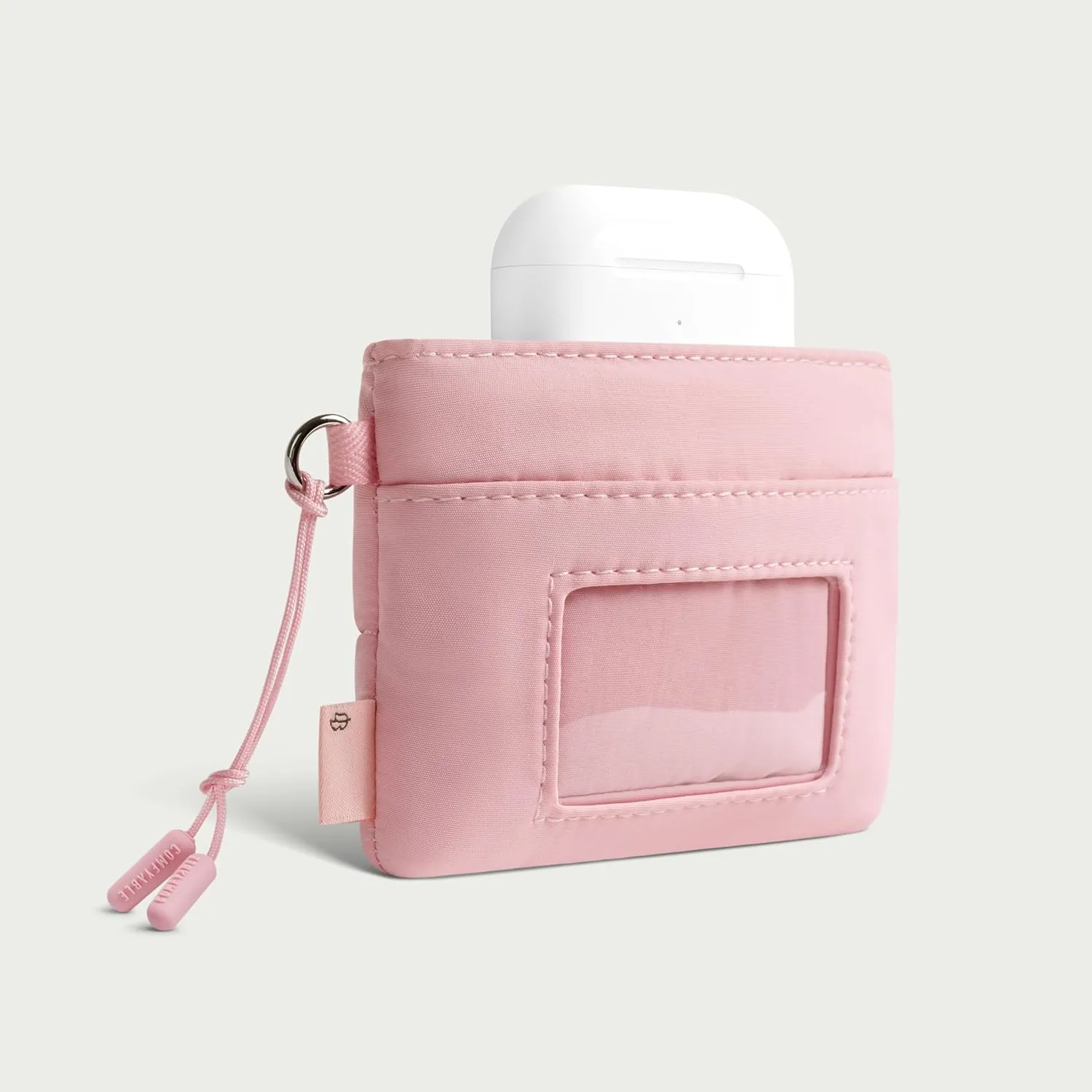 Comfyable Cute Puffy Coin Purse Pouch Change Holder For Women, Small Organizer with ID Window, Magnetic Closure, Water-repellent, Storage for Coin, Airpods, Lipstick, Card, Pink