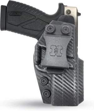 Concealed Carry Iwb Kydex Holster - by Houston - Lined Inside for Strong Retention and Maximum Protection - Reinforced Plastic Clip - Carbon Fiber - Lightweight Durable - for Bersa BP9cc (Right)