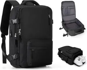 coowoz Travel Backpack For Women Men Airline Approved,Black Carry On Backpack,Large Hiking Backpack Waterproof Outdoor Sports Rucksack Casual Daypack Fit 15.6 Inch Laptop Backpack College Backpack