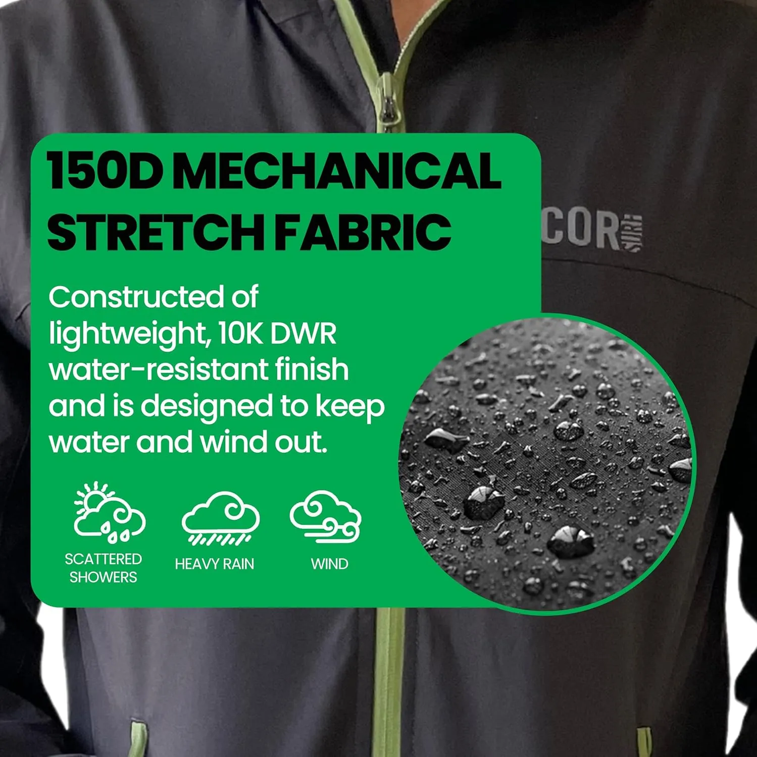 COR Men's Packable Waterproof Travel Rain Jacket | The Ultimate All-Season Breathable Rain Coat for Men with Secret Pockets