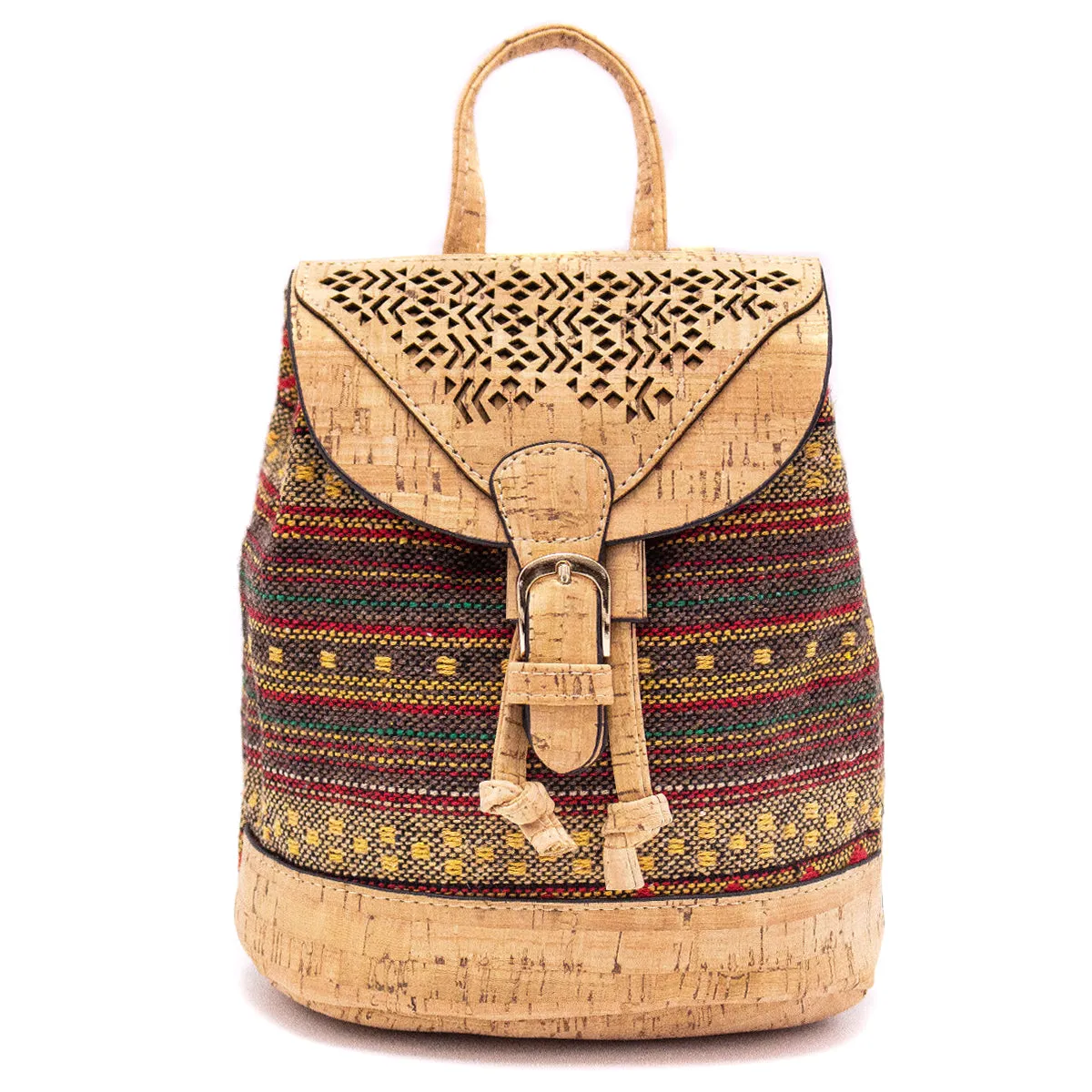 Cork laser-cut Colorful Textile backpack