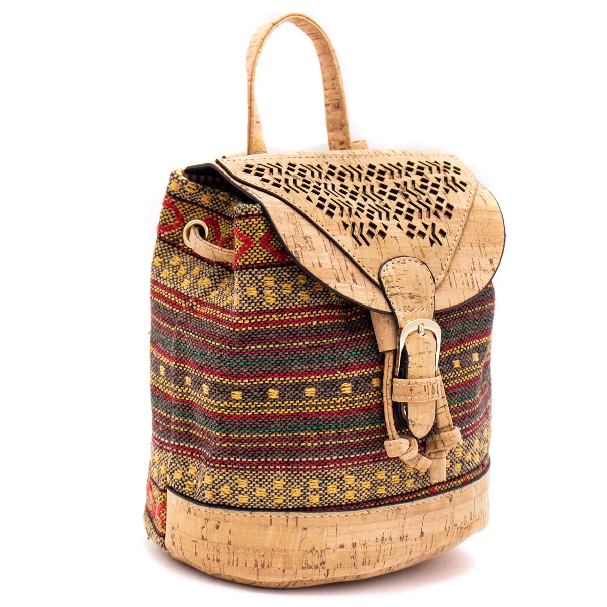 Cork laser-cut Colorful Textile backpack