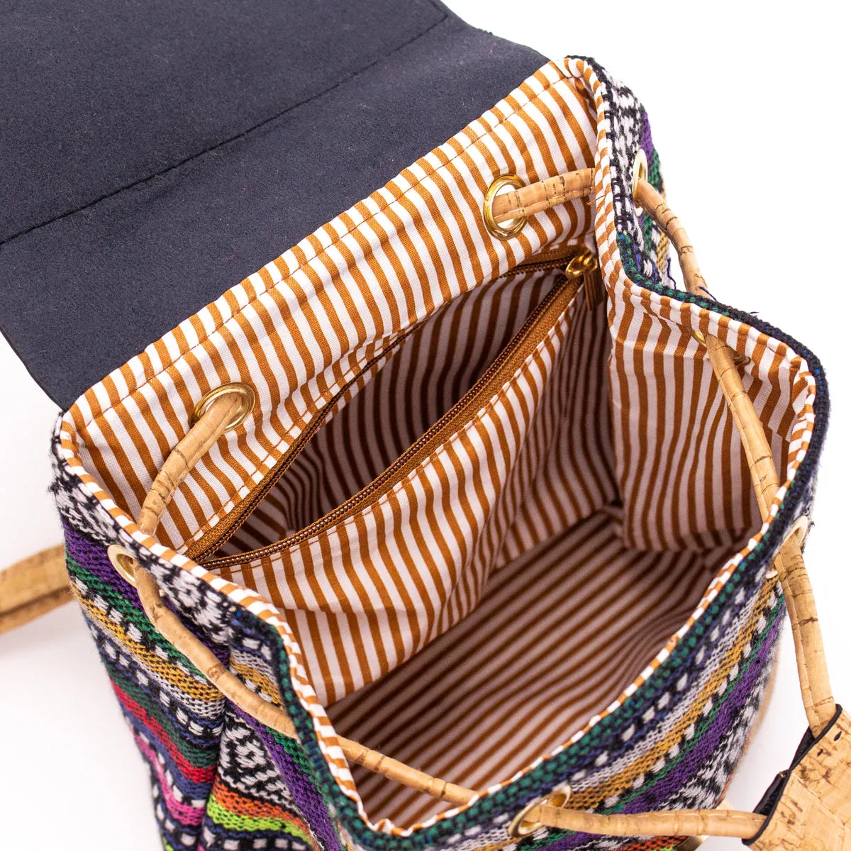 Cork laser-cut Colorful Textile backpack