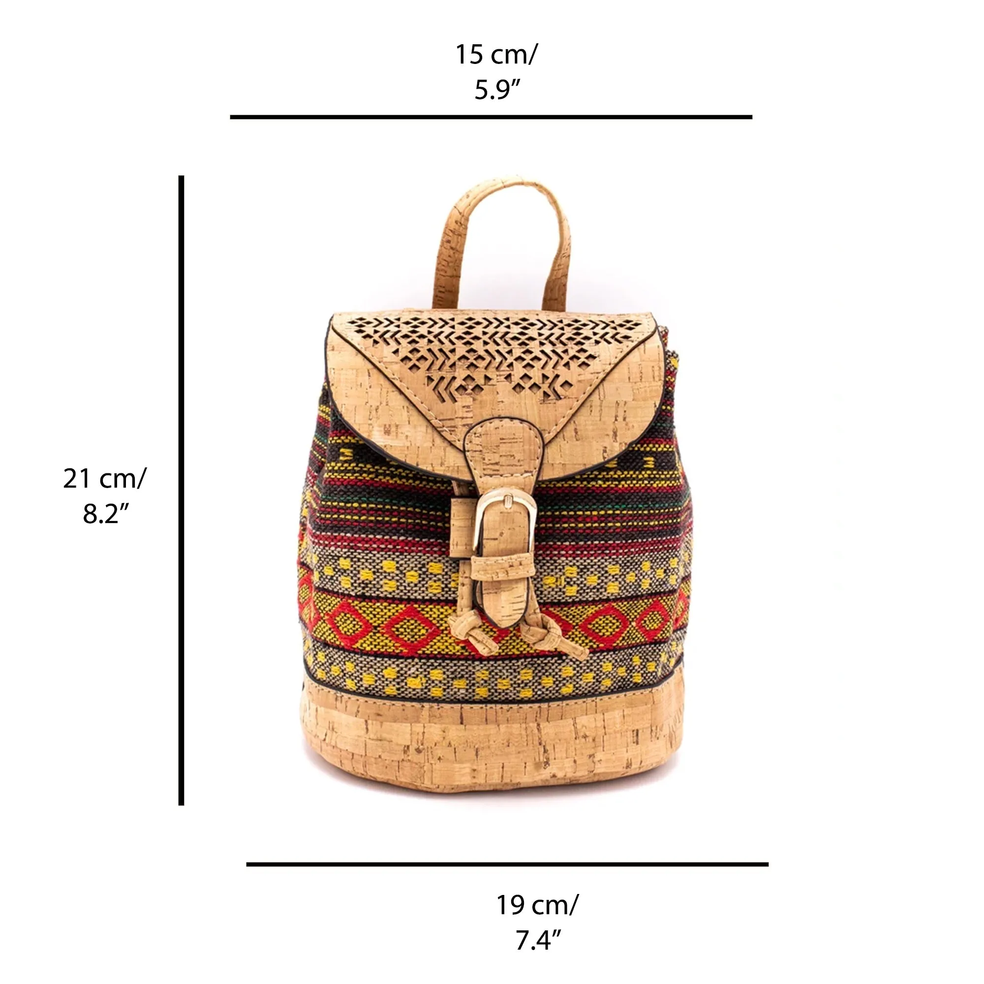 Cork laser-cut Colorful Textile backpack