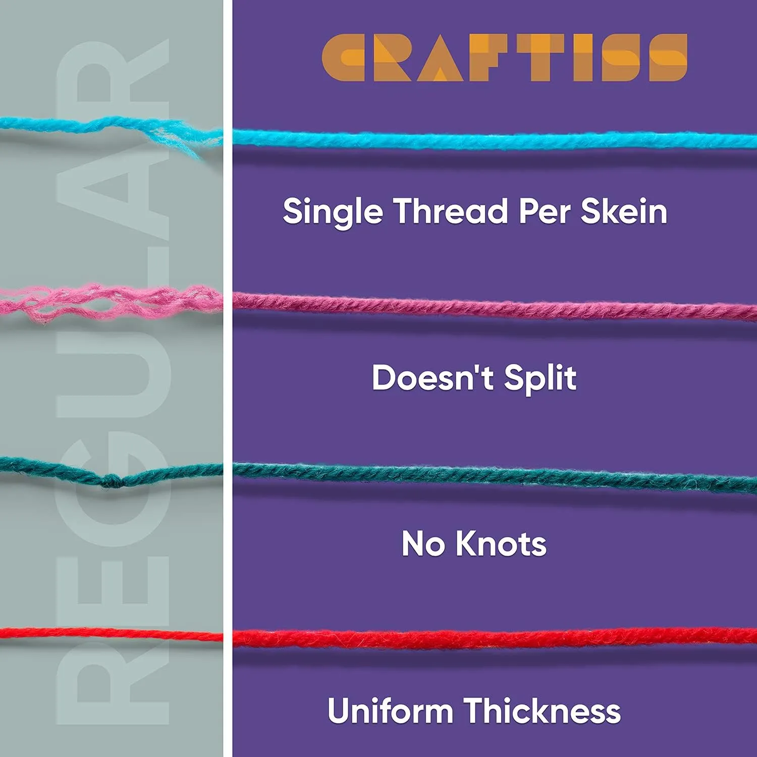 CRAFTISS 16x0.7 Oz Acrylic Yarn Mini Skeins - 700 Yards of Soft Yarn for Crocheting and Knitting Craft Project, Assorted Starter Crochet Bulk Kit for Adults and Kids