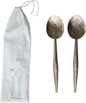 Creative Co-Op Forged Salad Server Set, Electroplated Finish, Medium, Antique Gold