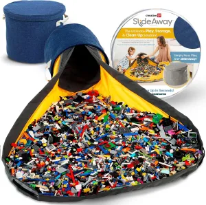 Creative QT SlideAway Toy Storage Organizer & Play Mat for Kids - Organizer Storage Bin - Kids Toy Box for Boys & Girls - Playroom Bin - Holders for Kid Rooms, Classrooms, Teachers - Navy Blue