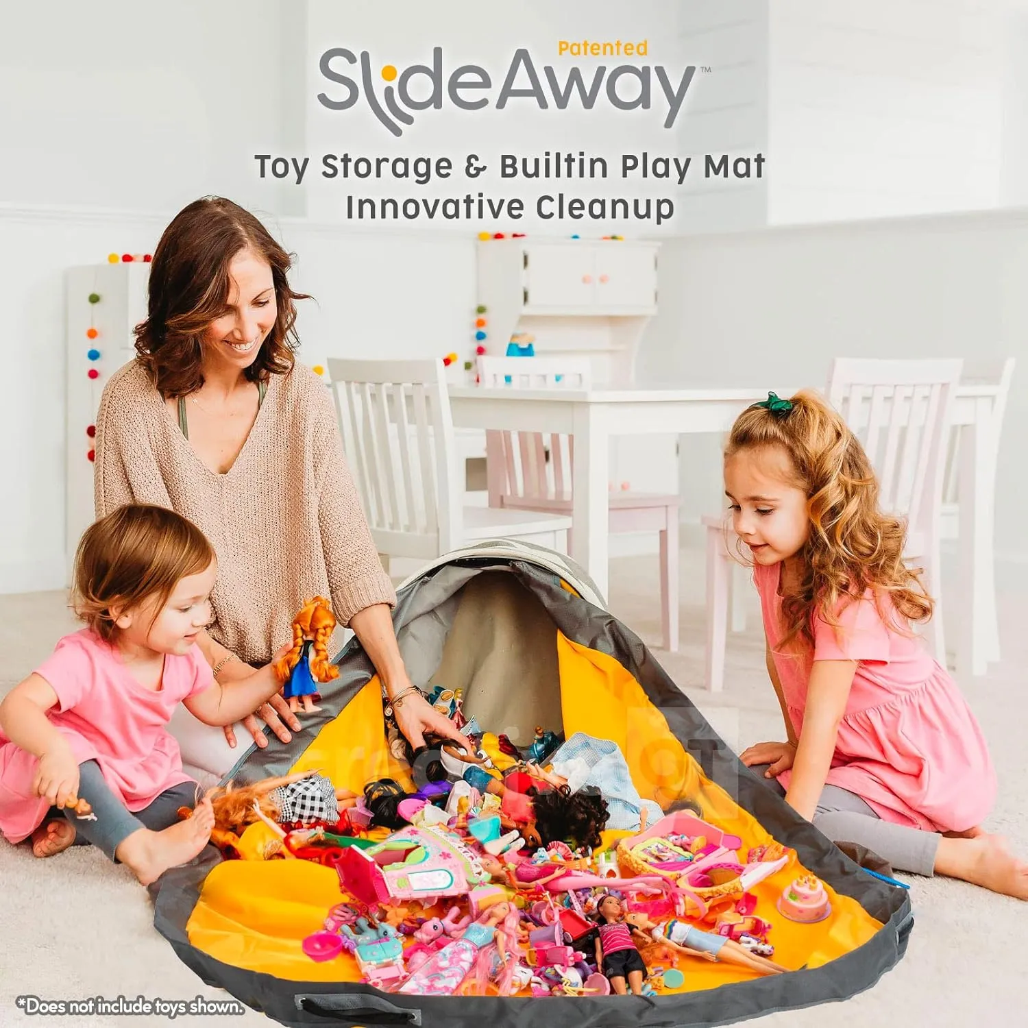 Creative QT SlideAway Toy Storage Organizer & Play Mat for Kids - Organizer Storage Bin - Kids Toy Box for Boys & Girls - Playroom Bin - Holders for Kid Rooms, Classrooms, Teachers - Navy Blue
