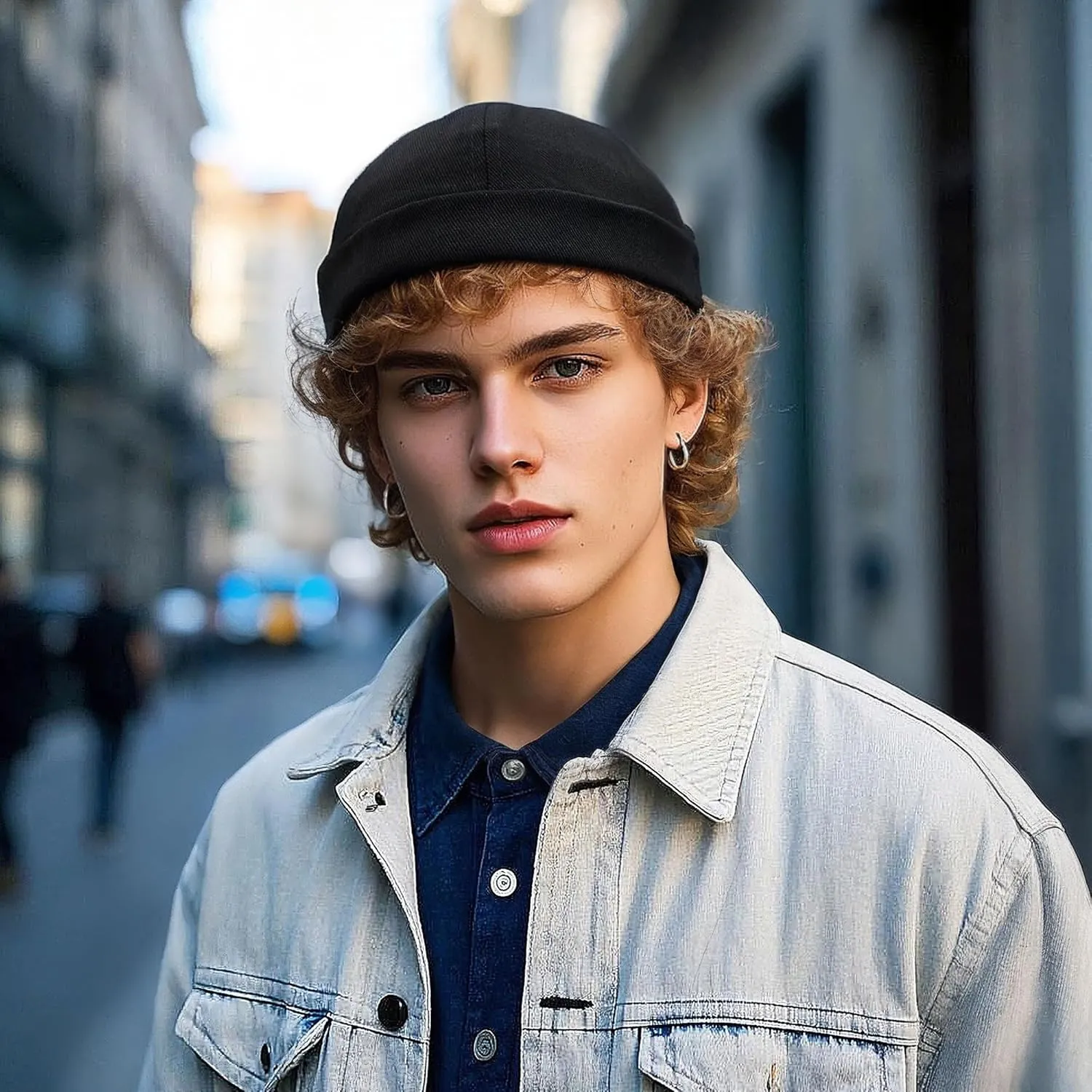 Croogo Brimless Docker Cap - Rolled Cuff Harbour Hat Unisex Skull Sailor Fisherman No Visor Cool Beanie Watch Cap