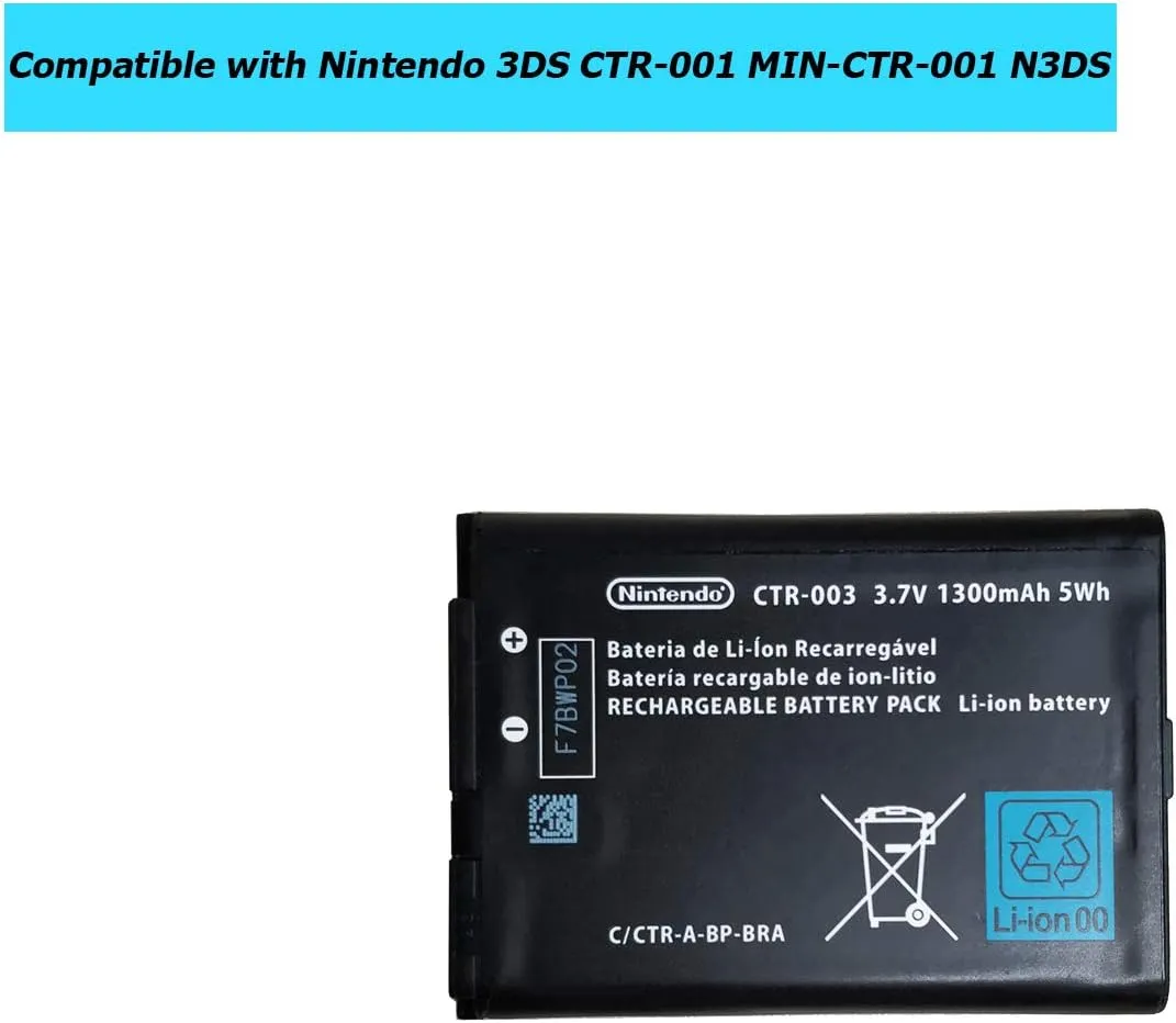 CTR-003 Replacement Battery Compatible with Nintendo 3DS CTR-001 MIN-CTR-001 N3DS with Toolkit