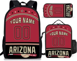Custom Arizona Backpack 3pcs Bag Set Laptop Bag Lunch Bag Personalized Name Number Gifts for Boy Men Women