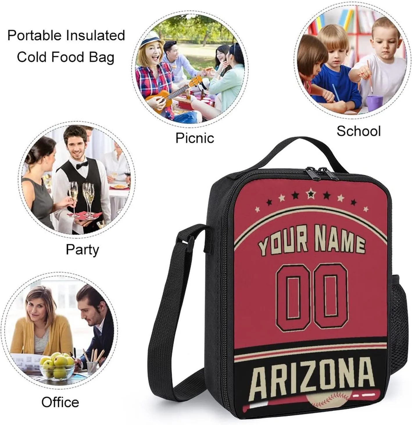 Custom Arizona Backpack 3pcs Bag Set Laptop Bag Lunch Bag Personalized Name Number Gifts for Boy Men Women