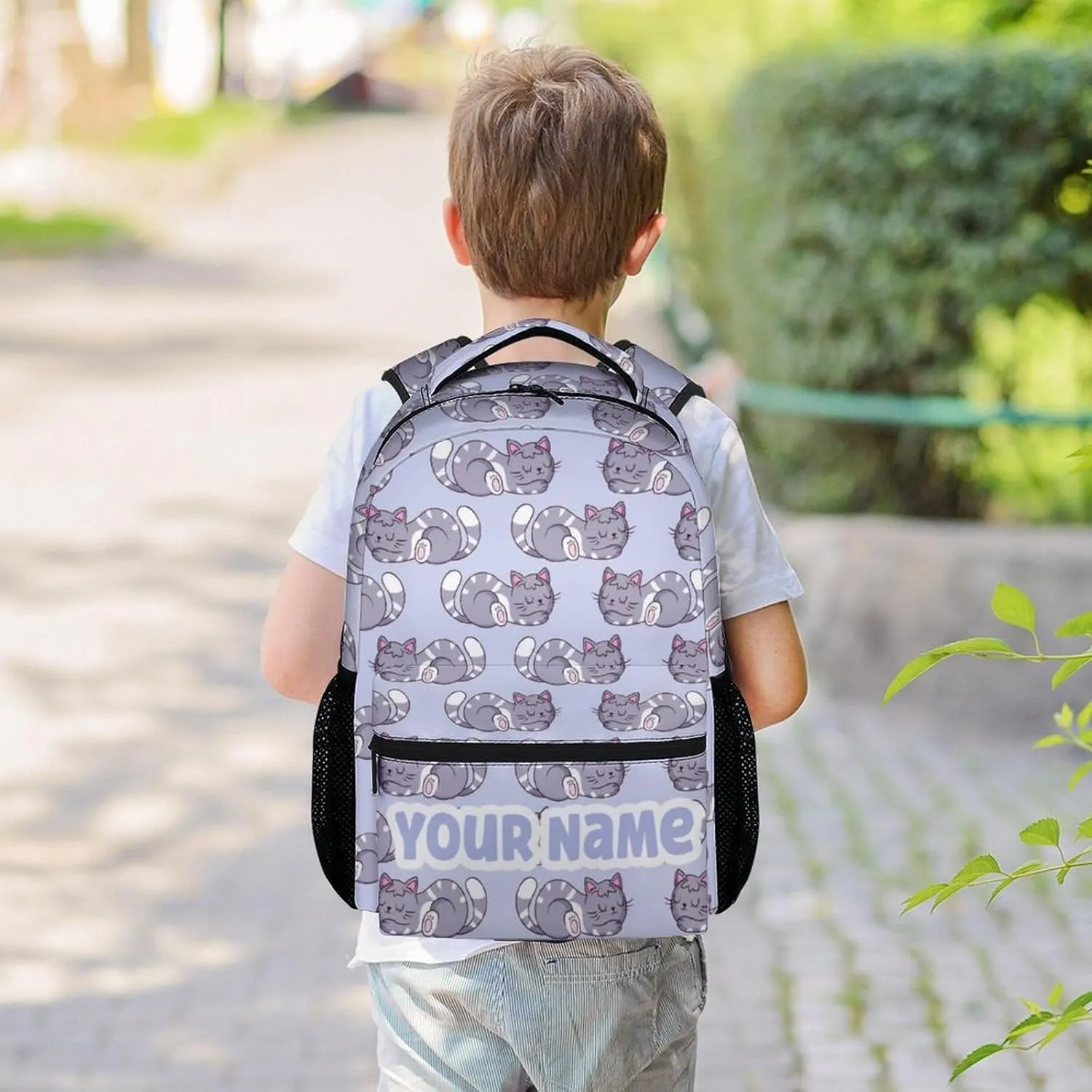 Custom Cat Backpack for Girls - 16 Inches Aesthetic Personalized Backpacks for Travel - Colorful Lightweight Bookbag for School