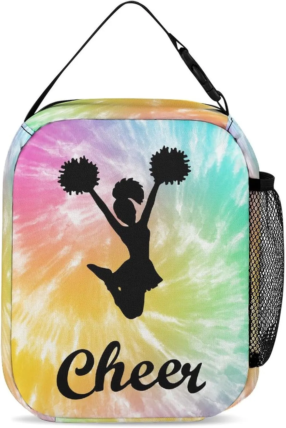 Custom Cheerleading Backpack with Lunch Box & Pencil Case, 16 Inch Cute Cheer Themed Bookbag, Adjustable Lightweight Large Capacity, Colorful Daily Casual Backpacks Set with Lunch Bag