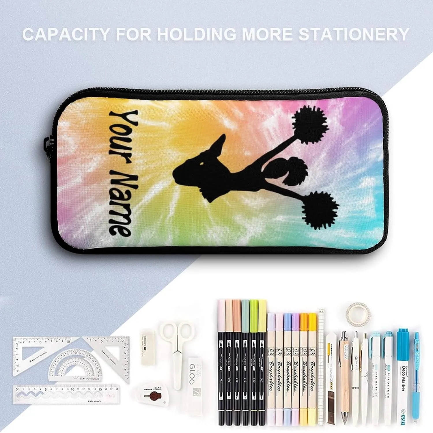 Custom Cheerleading Backpack with Lunch Box & Pencil Case, 16 Inch Cute Cheer Themed Bookbag, Adjustable Lightweight Large Capacity, Colorful Daily Casual Backpacks Set with Lunch Bag
