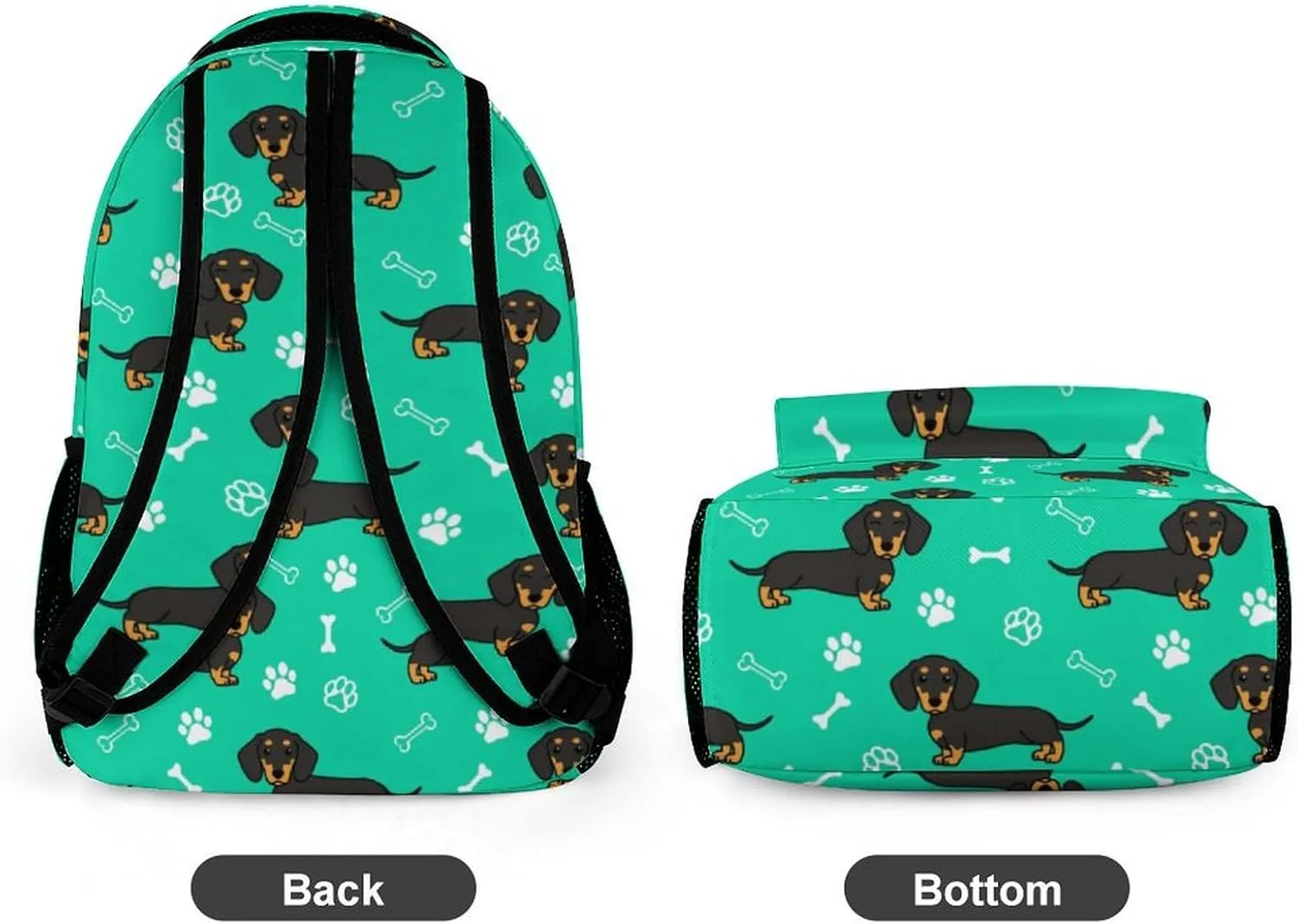 Custom Dachshund Backpack for Kids Girls Boys School, 16 Inches Cute Dachshunds Dog Theme Bookbag, Adjustable, Lightweight, Large Capacity, Colorful Daily Casual Backpacks