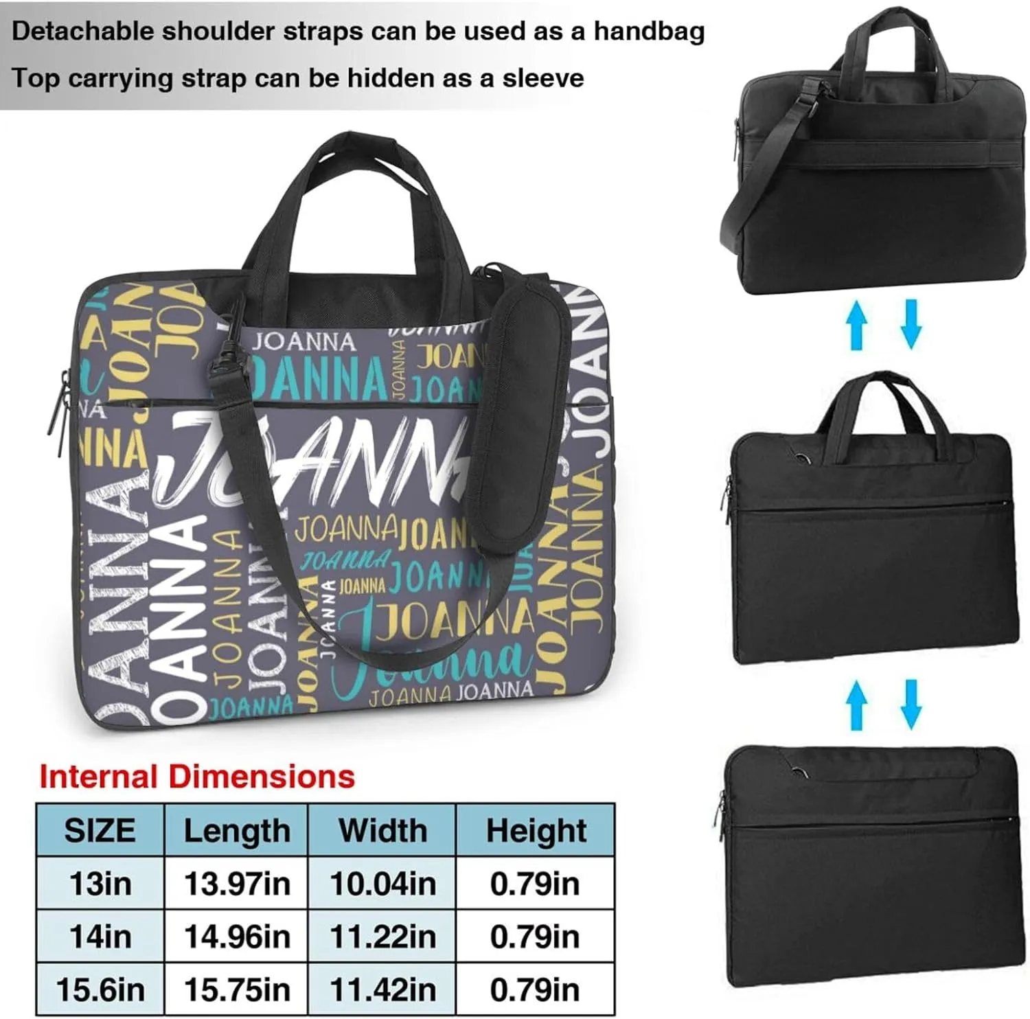 Custom Laptop Bag with Name, Personalized Shoulder Bag for Laptop, Customized Portable Computer Bag Gifts for Business Office