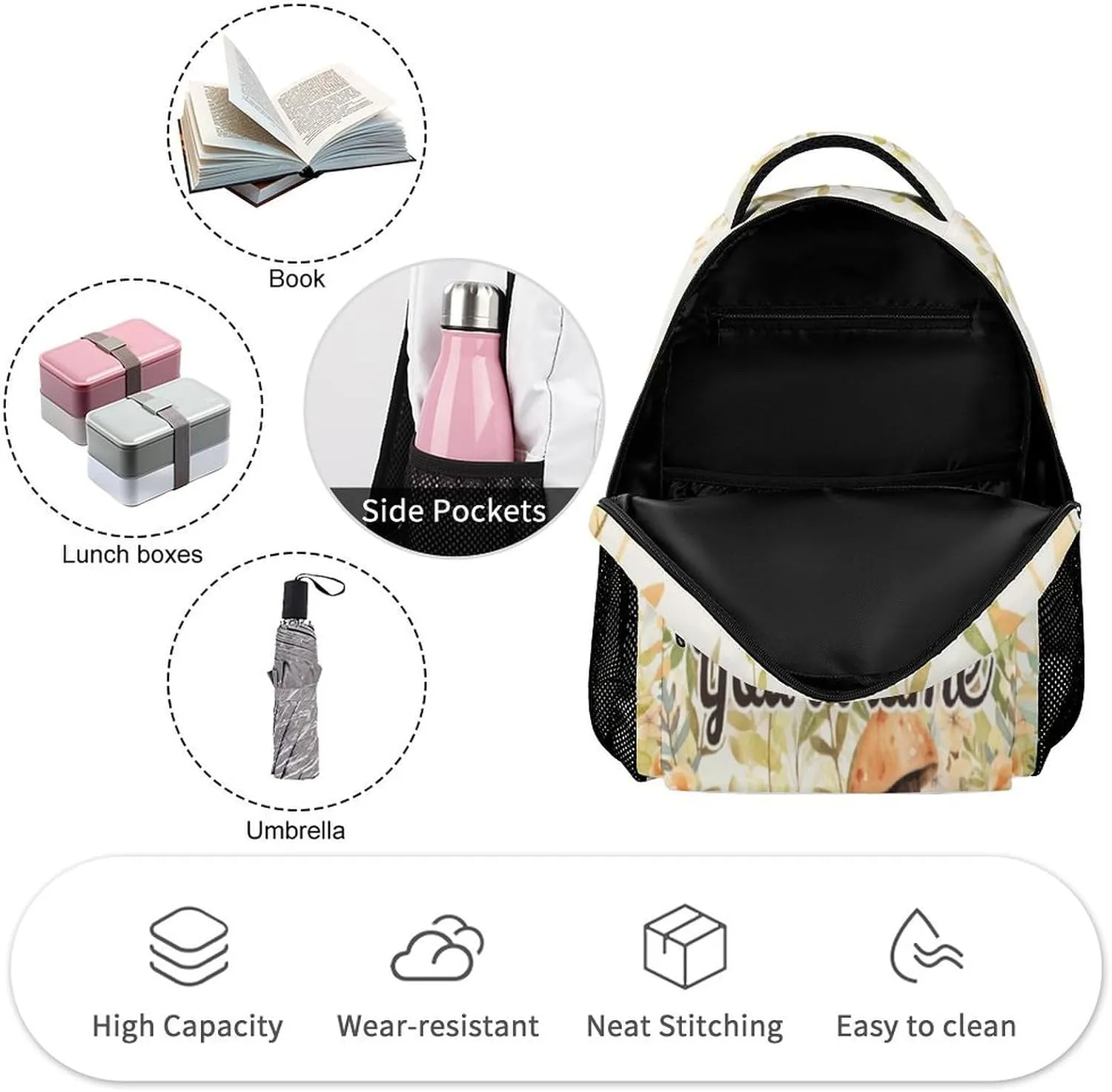 Custom Raccoon Backpack for Kids Girls Boys School, 16 Inches Cute Raccoons Theme Bookbag, Adjustable, Lightweight, Large Capacity, Colorful Daily Casual Animal Backpacks