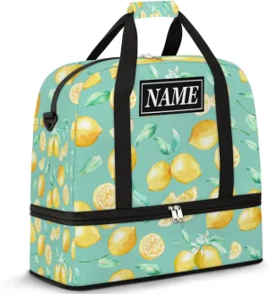 Customize Personalized Travel Duffel Bag Exotic Lemon Lime Pattern Sport Gym Bag for Woman Man,Waterproof Foldable Weekend Overnight Bag for Yoga Workout Training with Shoe Compartment